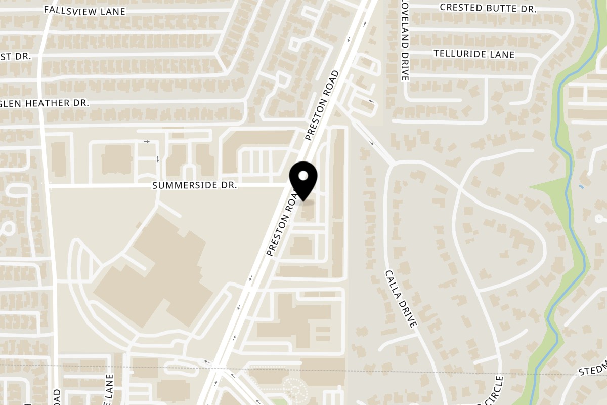 Map showing the location of Mariano's Restaurants LAHA Dallas on 17390 Preston Rd #100 in Dallas